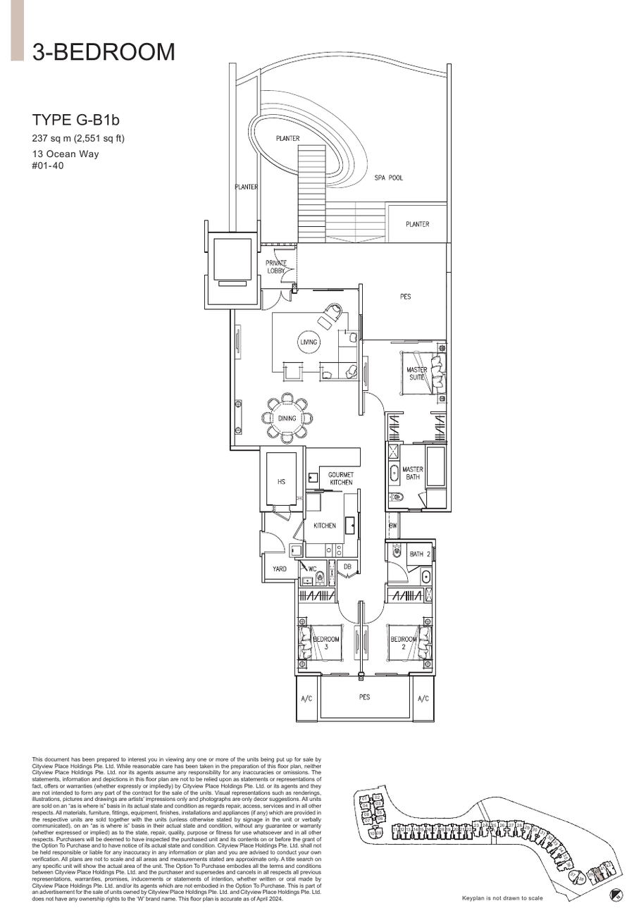 3-Bedroom · Type G-B1B · 2,551 sqft