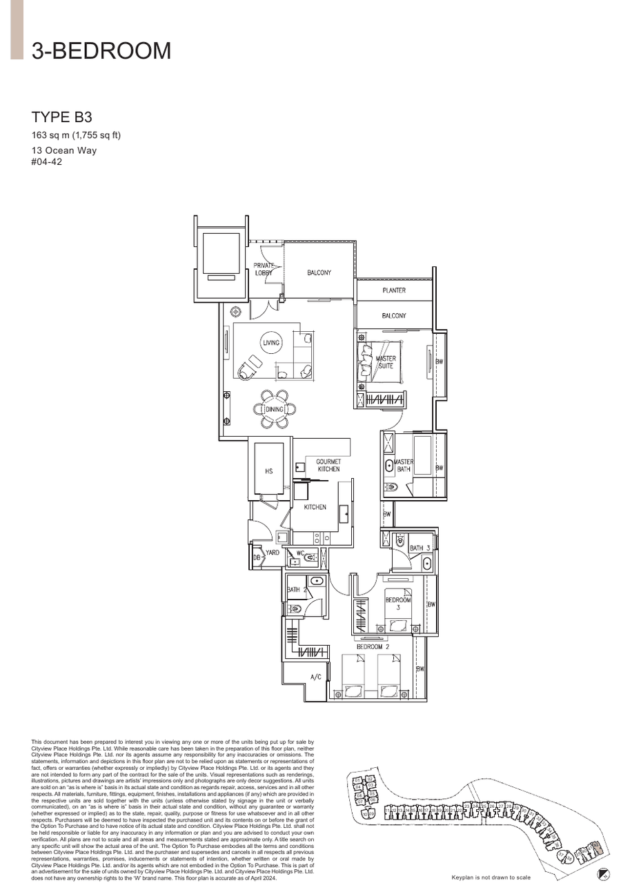 3-Bedroom · Type B3 · 1,755 sqft