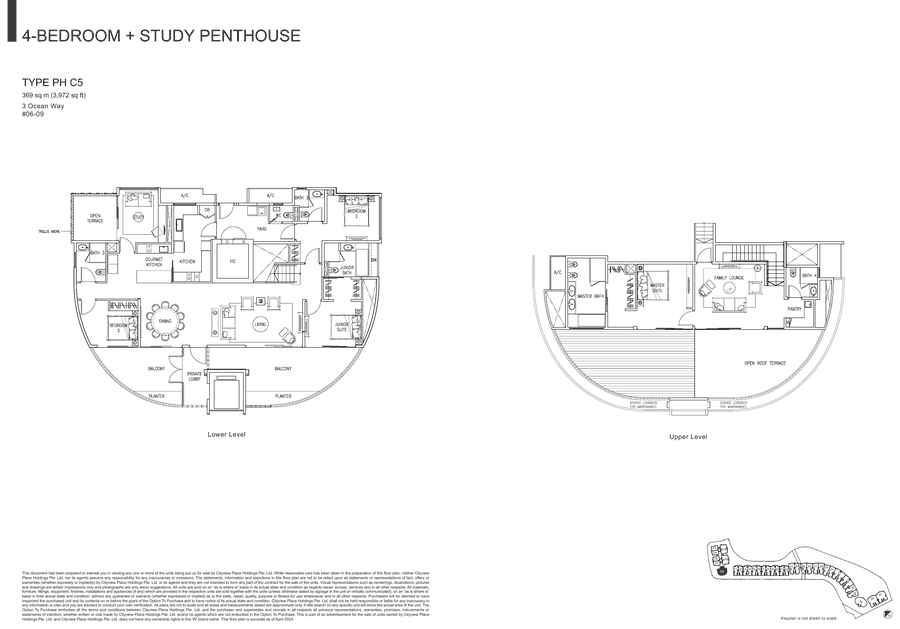 4-Bedroom + Study Penthouse · Type PH C5 · 3,972 sqft