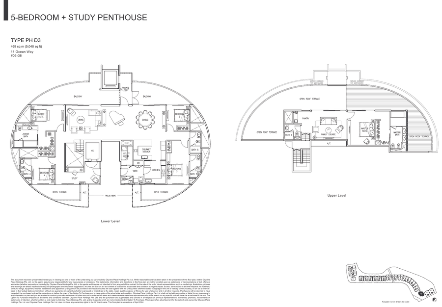 5-Bedroom + Study Penthouse · Type PH D3 · 5,048 sqft