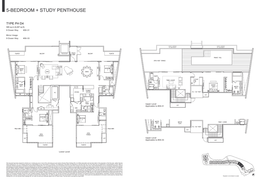 5-Bedroom + Study Penthouse · Type PH D4 · 6,297 sqft